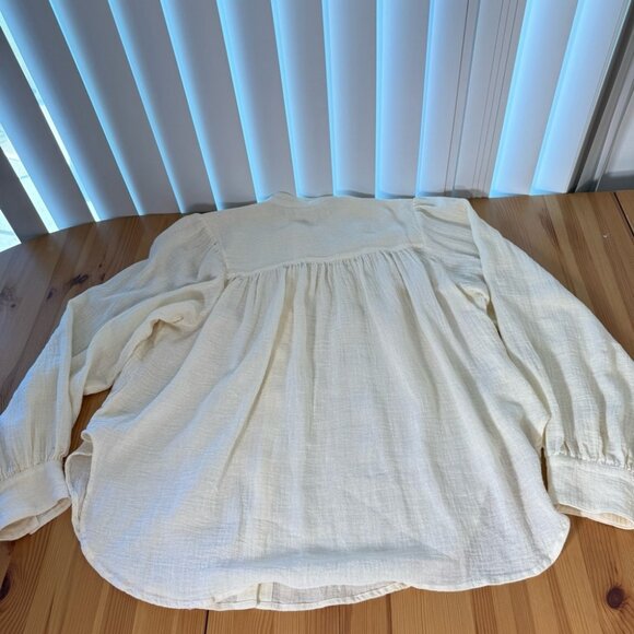All That Remains Limited Edition Ramie Oversized Cream Button Down Blouse Boho - Picture 12 of 14